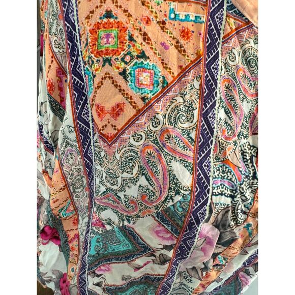 Johnny Was Umoya Blouse Size Small Cotton Gauze Embroidered Boho Top - Picture 5 of 6